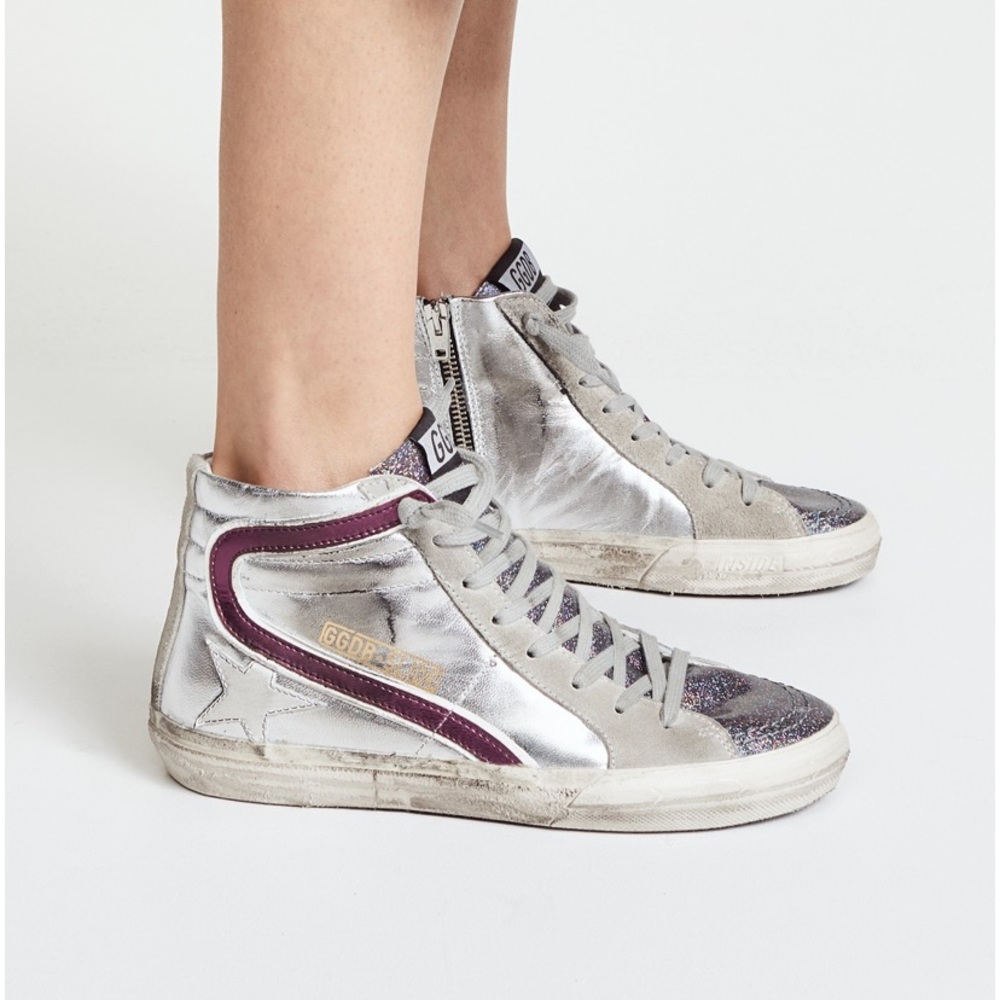 GOLDEN GOOSE Slide hi top sneaker size 35 (5.5-6)